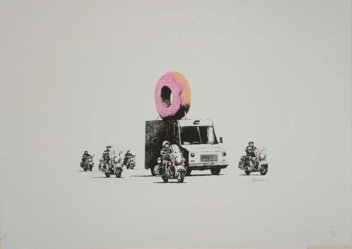 Banksy - Strawberry Donut, Antiek en Kunst, Kunst | Litho's en Zeefdrukken, Ophalen of Verzenden