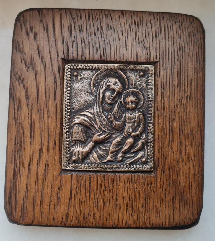 Maria bronsje/plaatje/afbeelding/reliëf, Verzamelen, Religie, Zo goed als nieuw, Christendom | Katholiek, Overige typen, Ophalen of Verzenden