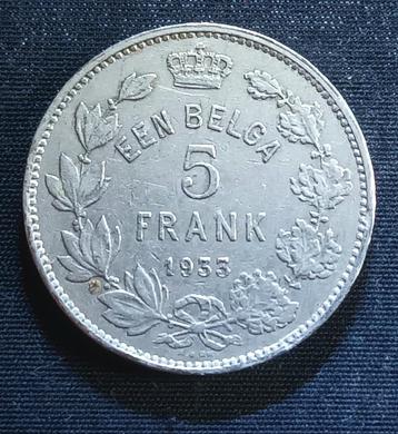 1 belga 5 frank 1933 VL pos. B - Albert I beschikbaar voor biedingen