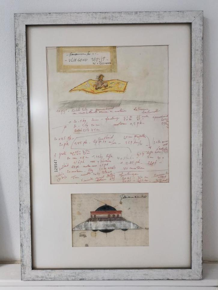 Panamarenko vliegende tapijt / Adamski schotel, Antiquités & Art, Art | Lithographies & Sérigraphies, Enlèvement ou Envoi