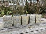 Bloempot vierkant, goud/grijs. 15,5x11x11cm. 5 stuks., Ophalen, Gebruikt, Vierkant, Binnen