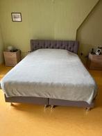 Lit boxspring 2 personnes gris, Ophalen, Gebruikt, Tweepersoons, 200 cm