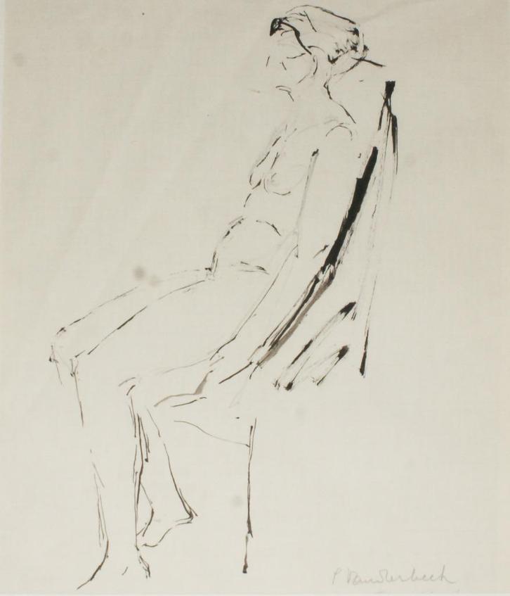 Cecilia Vanderbeek (1932-1999): Naakt (33 x 43 cm), Antiek en Kunst, Kunst | Schilderijen | Klassiek, Ophalen of Verzenden