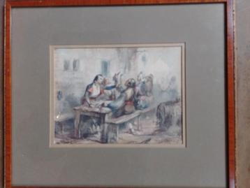 Jean Baptiste Madou  1796 - 1877  Aquarel Ruzie Soldaten beschikbaar voor biedingen
