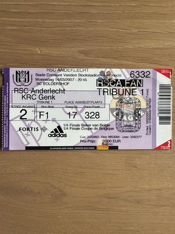 Oud voetbalticket rsca anderlecht krc genk 2007 intact beschikbaar voor biedingen