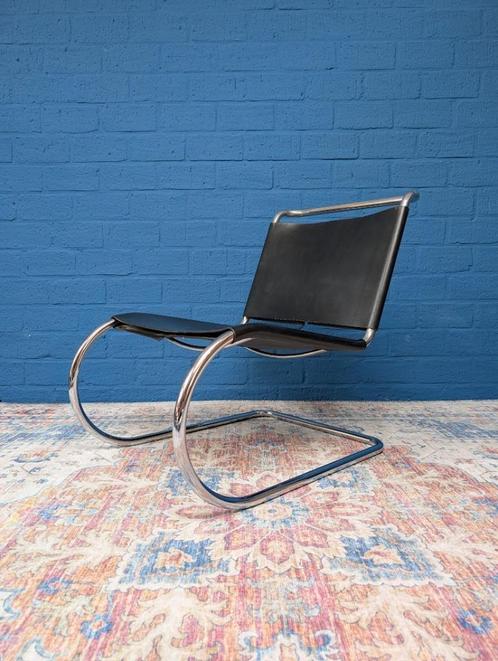Vintage Mies van der Rohe fauteuil, MR30, Knoll, Huis en Inrichting, Fauteuils, Leer, Metaal, Ophalen