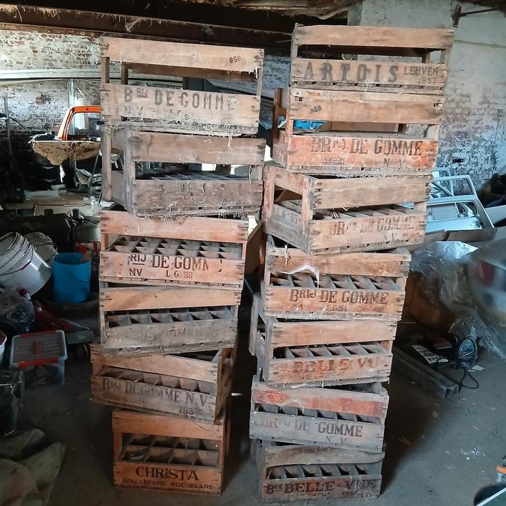 Bier limonade bakken hout jaren 50 artillerie kisten WO2, Verzamelen, Biermerken, Gebruikt, Ophalen