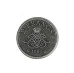 Monaco, 2 Francs 1982., Postzegels en Munten, Ophalen of Verzenden, Overige landen, Losse munt