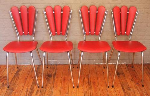 Tubmenager S.A. Ranger Rockabilly Design Stoelen / Jaren 50, Huis en Inrichting, Stoelen, Zo goed als nieuw, Vier, Leer, Metaal