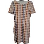Stretchy jurk geruit patroon pastel kleuren L, Verzenden, Beige, Maat 42/44 (L), Zo goed als nieuw