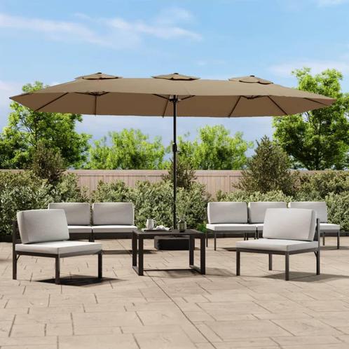 Parasol dubbel 449x245 cm taupe, Tuin en Terras, Parasols, Nieuw, Ophalen of Verzenden
