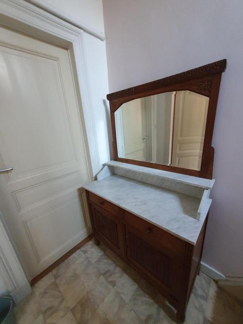 Art Deco commode met marmeren blad en roosversiering, Huis en Inrichting, Kasten | Ladekasten, Gebruikt, 150 tot 200 cm, 100 tot 150 cm