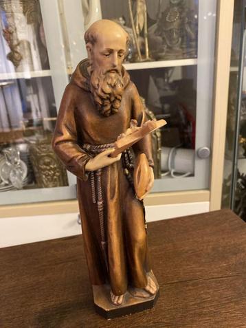 Broeder Koenraad hout gesneden met kruis en brood 29 cm beschikbaar voor biedingen