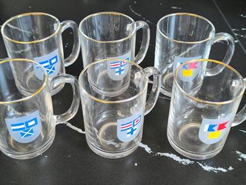 Lot de 6 mugs transparents MOBIL VINTAGE années 70  beschikbaar voor biedingen