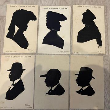 6 postkaarten Silhouettiste (souvenir expo. de liège 1905) beschikbaar voor biedingen