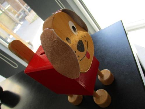 spaarpot hondvorm , groot houten van Scratch, Verzamelen, Spaarpotten, Gebruikt, Dier, Hout, Ophalen of Verzenden
