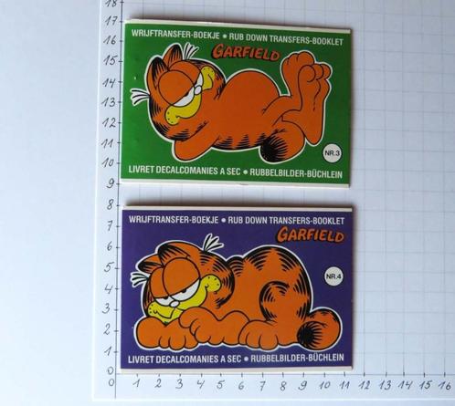 Garfield wrijfplaatjes decalco, Verzamelen, Stripfiguren, Gebruikt, Plaatje, Poster of Sticker, Garfield, Ophalen of Verzenden