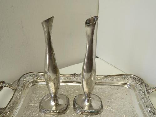 Koppel vintage verzilverde Bud Vase Soliflores Deens Design, Antiek en Kunst, Curiosa en Brocante, Ophalen of Verzenden