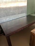 Donkere houten tafel – 220 x 100 x 75 cm, Huis en Inrichting, Tafels | Eettafels, Ophalen, 100 tot 150 cm, 200 cm of meer, Zo goed als nieuw