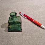 Oud inktpotje van groen glas, Antiek en Kunst, Ophalen of Verzenden