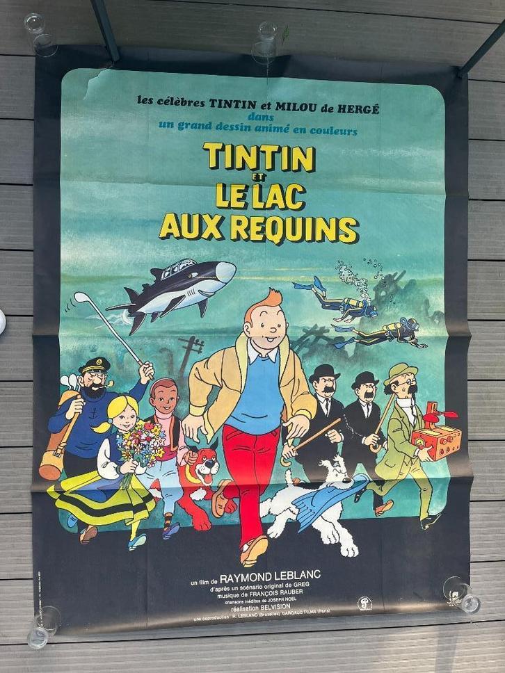 ORIGINELE POSTER „KUIFJE EN DE HAAIENMEREN”, Verzamelen, Film en Tv, Poster, Ophalen of Verzenden