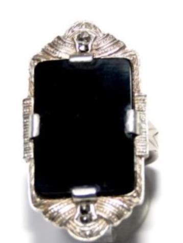 Schitterende Art Deco Zilver Onyx Ring beschikbaar voor biedingen