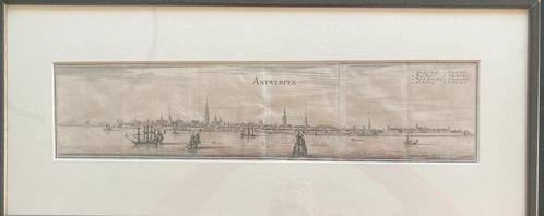 Perfect ingelijste gravure redezicht Antwerpen Merian 1659, Antiek en Kunst, Kunst | Etsen en Gravures, Ophalen of Verzenden
