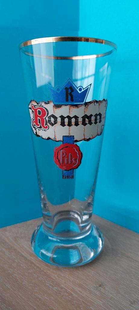 Oude flut  Roman Pils Br.Roman  Mater - Oudenaarde ., Verzamelen, Biermerken, Zo goed als nieuw, Glas of Glazen, Overige merken