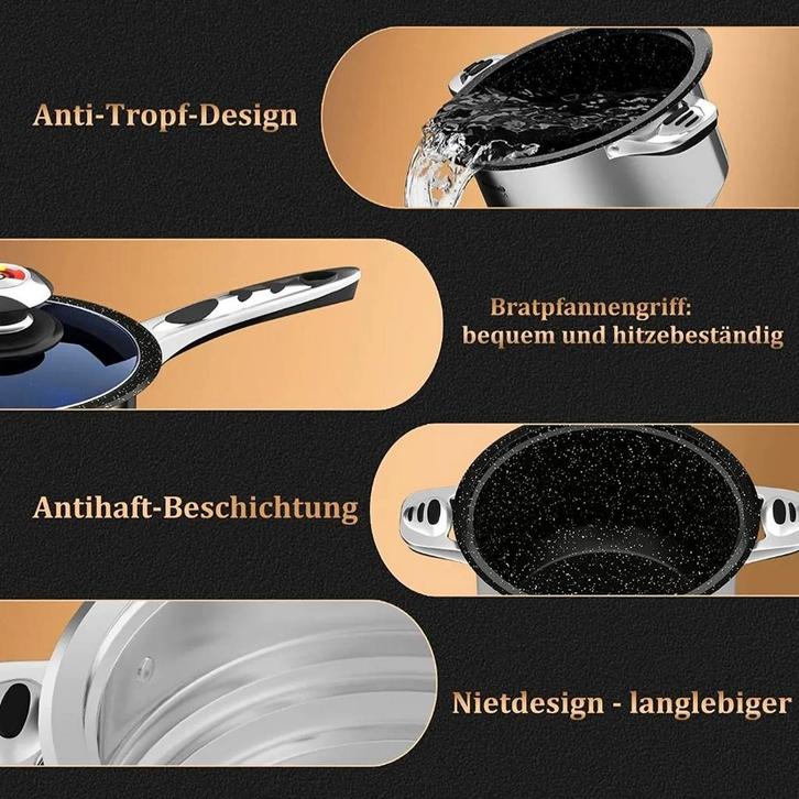 16 delige pannenset inductie gas keramisch elektrisch, Huis en Inrichting, Overige Huis en Inrichting, Nieuw, Ophalen of Verzenden