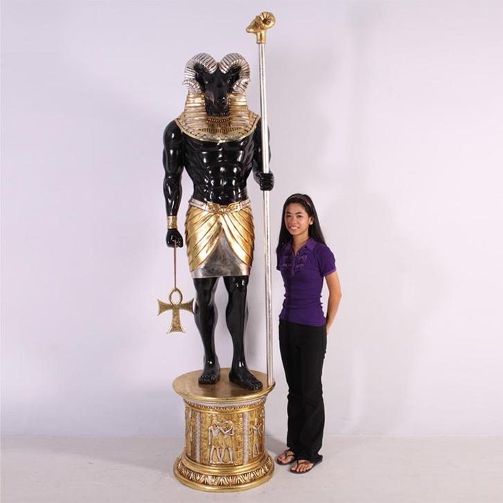 Statue égyptienne Khnoum avec socle — Égypte Hauteur 235 cm, Collections, Statues & Figurines, Neuf, Enlèvement