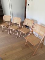 Set van 4 plooibare stoelen in beukenhout en riet, Huis en Inrichting, Ophalen, Overige kleuren, Zo goed als nieuw, Vier