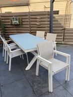 Mooi wit tuinset voor 6 personen, Tuin en Terras, Ophalen, Eettafel, 6 zitplaatsen, Aluminium