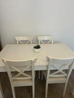 Table IKEA extensible + 4 chaises, Utilisé, 4 à 6 chaises