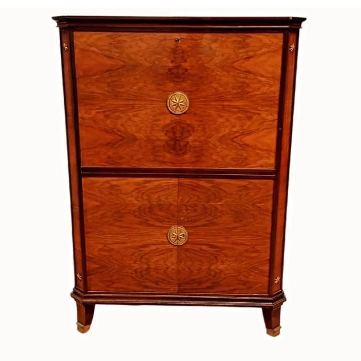 Highboard Bar Vintage De Coene Belgium Walnut jaren 40, Antiek en Kunst, Antiek | Woonaccessoires, Ophalen
