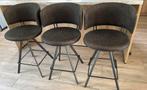 3 draaibare Barstoelen, Huis en Inrichting, Ophalen, Gebruikt, Metaal, Draaibaar