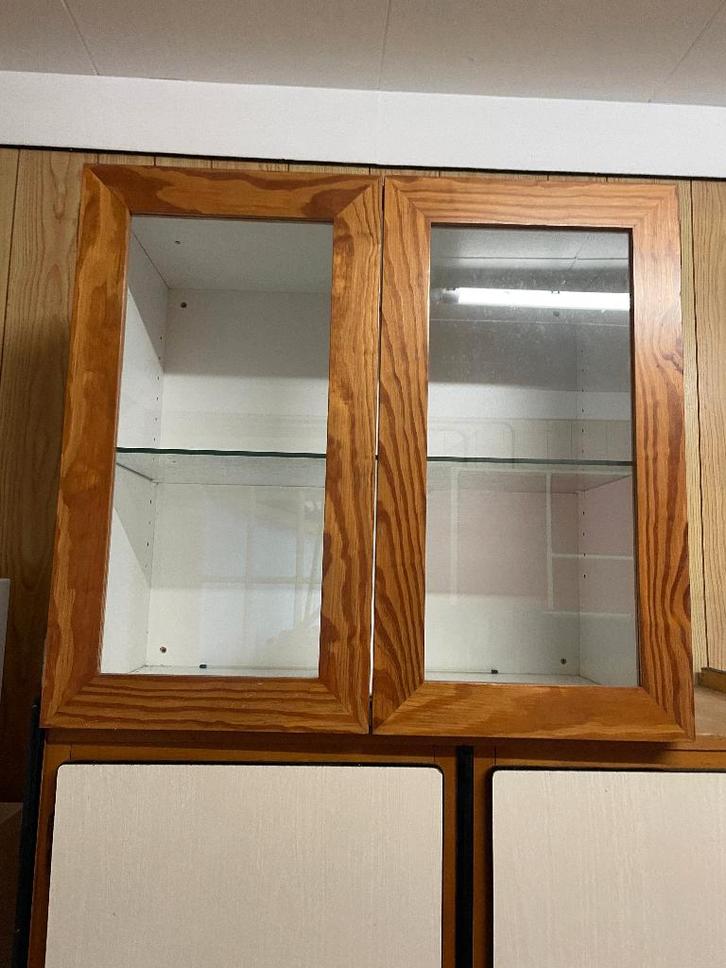 Vintage glazen vitrinekast (bovenkast) – los element, Huis en Inrichting, Kasten | Vitrinekasten, Gebruikt, Minder dan 100 cm