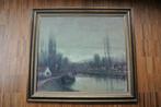 Landschap Moervaart (Moerbeke), gesigneerd, Antiek en Kunst, Kunst | Schilderijen | Klassiek, Ophalen of Verzenden
