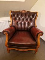 3+1 Vintage lederen fauteuils – karaktervol en comfortabel, Huis en Inrichting, Fauteuils, Ophalen, Gebruikt, 75 tot 100 cm, Chesterfiield