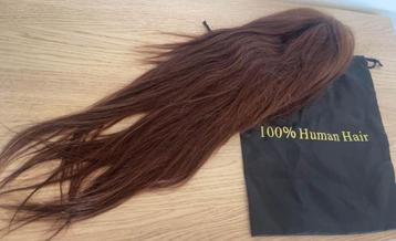 NIEUWE pruik 100% echt haar bruin rode tint, Enlèvement ou Envoi, Neuf, Perruque ou Extension de cheveux