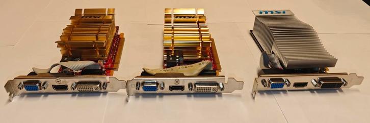 3x MSI NVIDIA GeForce 210 videokaarten, Computers en Software, Videokaarten, Zo goed als nieuw, Nvidia, PCI, HDMI, DVI, VGA, Ophalen of Verzenden