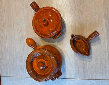 Vallauris vintage jaren 70 keramiek ovenvaste kookpotten beschikbaar voor biedingen