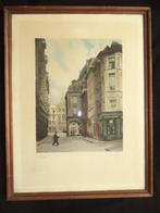 gravure couleur ancienne Rue Charles Buls BXL H. Van Cauter, Antiquités & Art, Enlèvement ou Envoi