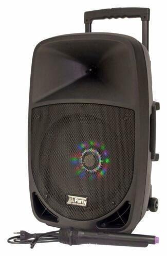 PARTY-12LED Mobiele box met Usb, Bt, Fm en Vhf Microfoon, Audio, Tv en Foto, Karaoke-apparatuur, Nieuw, Ophalen of Verzenden