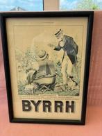 BYRRH Illustration reclamebord in zwart houten kader., Verzamelen, Ophalen of Verzenden, Gebruikt, Reclamebord
