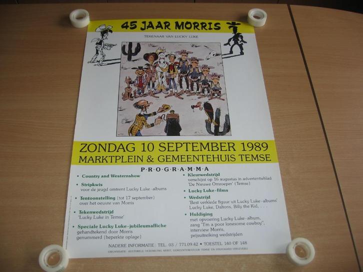 Lucky Luke : Affiche 45 jaar Morris - Temse 1989., Boeken, Stripverhalen, Gelezen, Eén stripboek, Ophalen of Verzenden