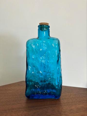 Grande carafe bouteille soliflore verre bleu art déco Empoli beschikbaar voor biedingen