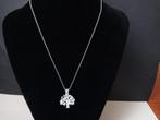 Levensboom ketting en hanger in 925 sterling zilver met zirk, Verzenden, Nieuw, Met edelsteen, Zilver