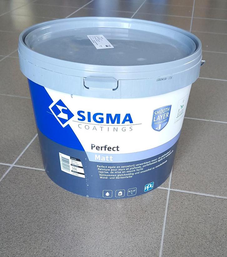 30l de peinture Sigma Perfect Matt beige, Doe-het-zelf en Bouw, Verf, Beits en Lak, Zo goed als nieuw, Verf, 20 liter of meer