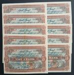 5 frank van Gent. 10 op elkaar volgende nummers, Postzegels en Munten, Bankbiljetten | Europa | Niet-Eurobiljetten, Ophalen of Verzenden