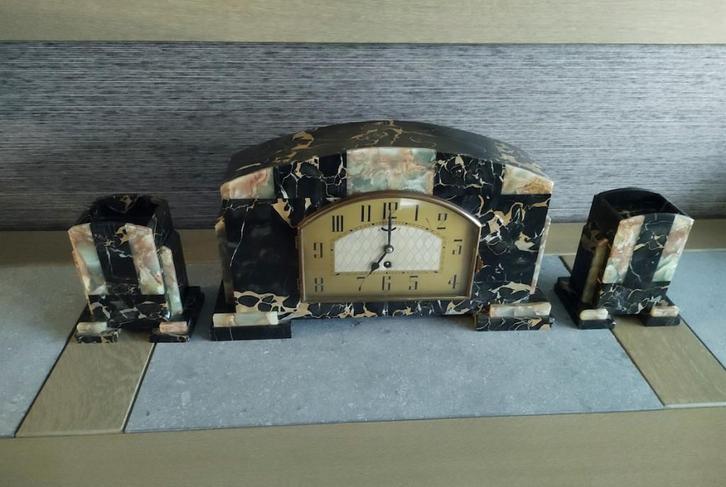 Art deco marmeren klok/schouwstukken, Antiek en Kunst, Antiek | Woonaccessoires, Ophalen